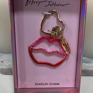 Betsey Johnson Gold and Pink Lips Keychain